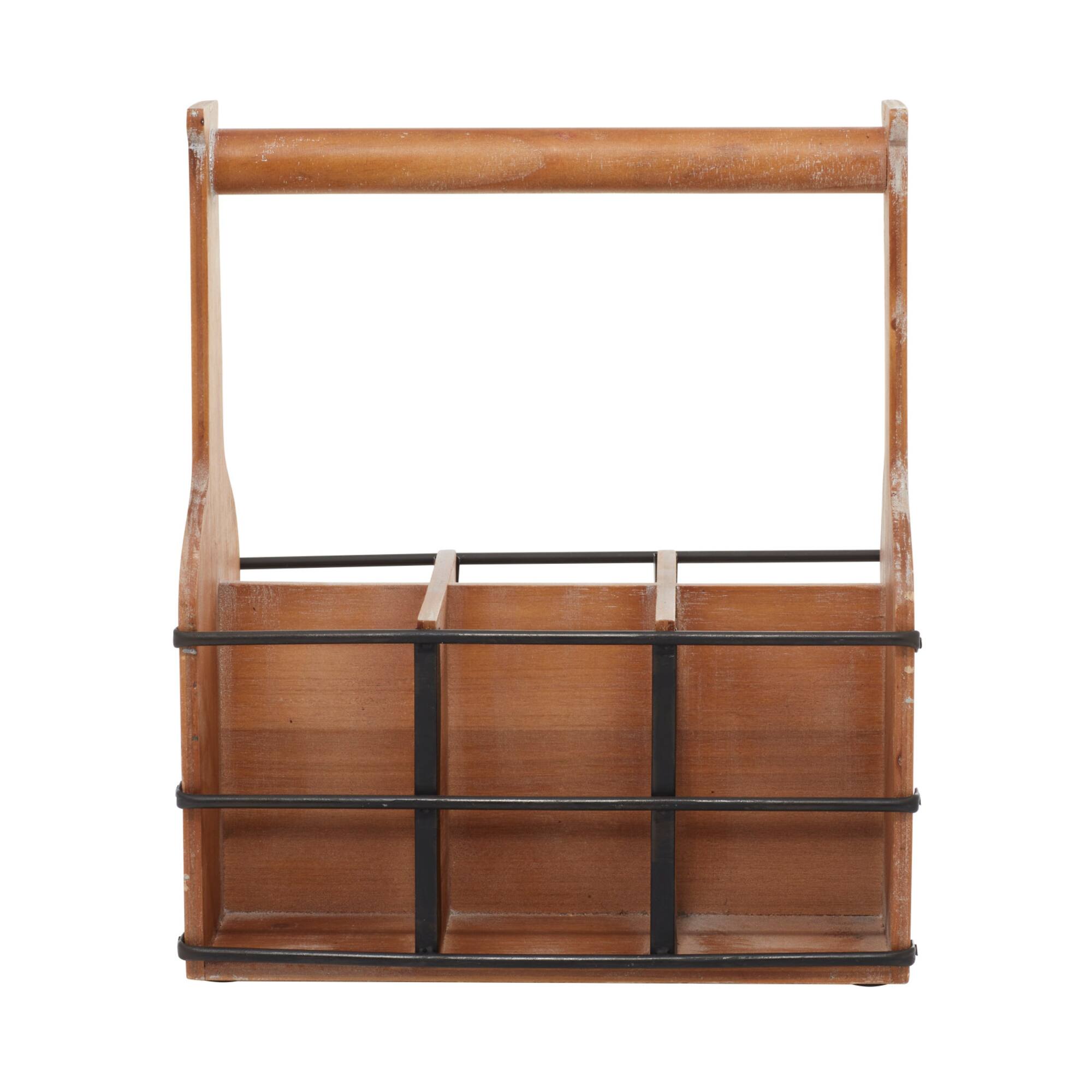 15" Brown Wood Farmhouse Wine Rack